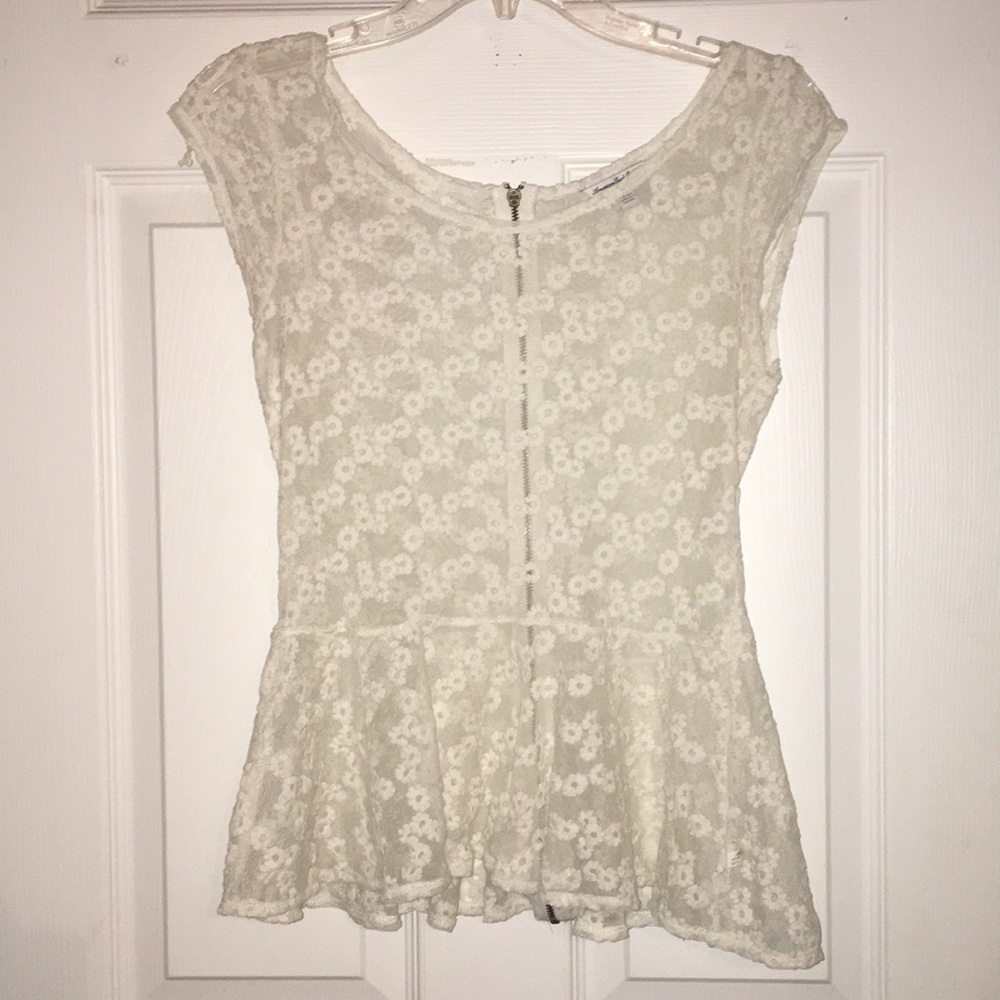 Cream peplum blouse!